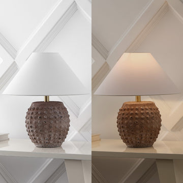 Effie 18.25" Minimalist Scandinavian Ceramic/Iron Hobnail LED Table Lamp